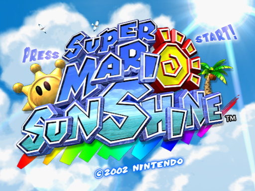 Super Mario Sunshine title screen for Gamecube